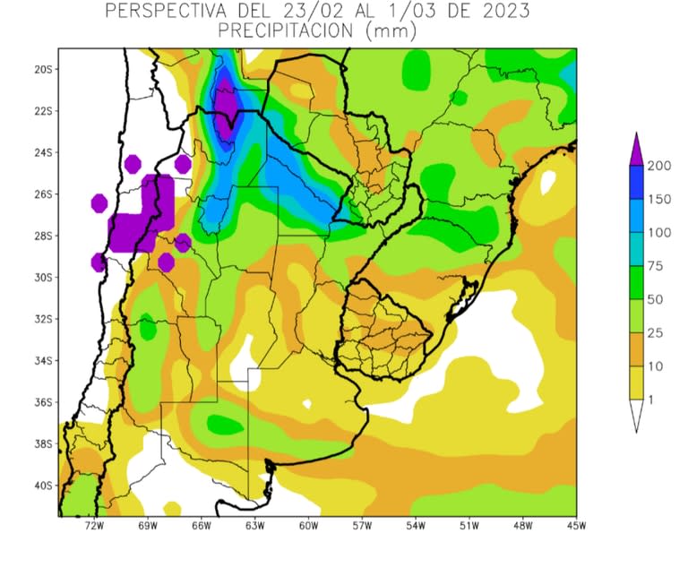 Perspectivas de precipitaciones del 23 de febrero al 1° de marzo