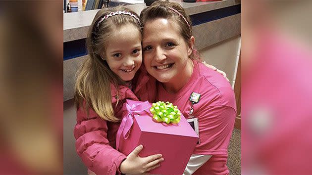 Natasha Fuller is pictured with her incredible teacher, Jodi Schmidt who just revealed that she was 