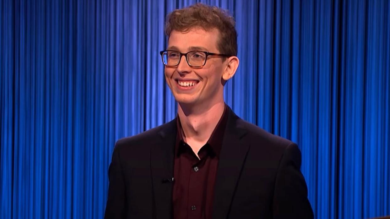  Drew Basile smiles on Jeopardy!. 