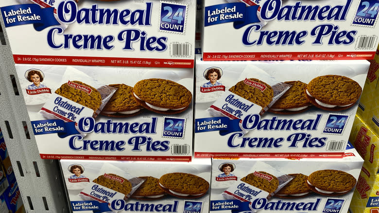 Boxes of Little Debbie Oatmeal Creme Pies