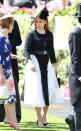 <p>Princess Beatrice dressed to impress in a monochrome, ankle-length dress, which she cinched in at the waist with a black belt. Photo: Getty Images </p>