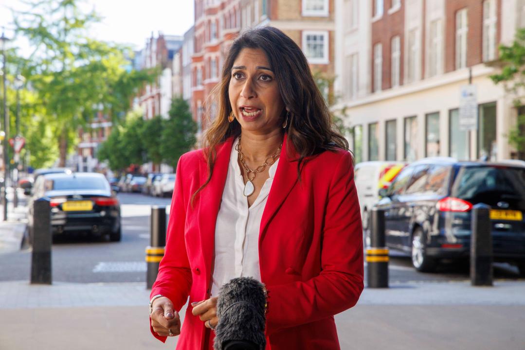 London, UK  5 May 2024 Former Home Secretary, Suella Braverman, arrives to appear on Sunday with Laura Kuenssberg. She recently said The Tories must c