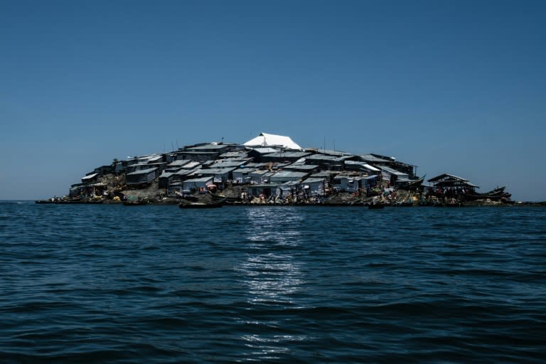 A newly-built tin roof shines on top of Migingo island where its residents fish mainly for Nile perch in Lake Victoria on the border of Uganda and Kenya