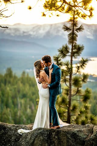 <p>Brink Media Company</p> Matthew Atkinson and Brytnee Ratledge at their Nov. 8 wedding at Tahoe Blue Estate