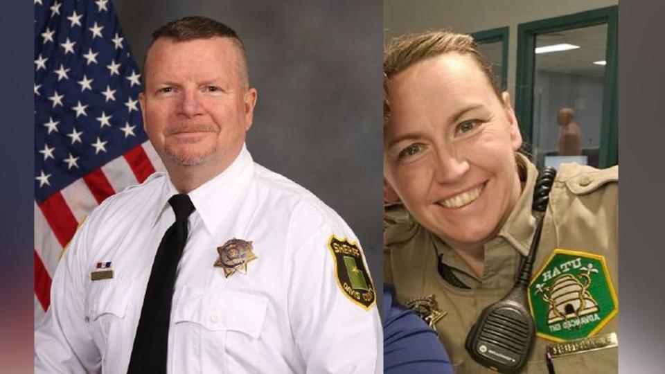 Davis County Sheriff's Cpl. Steven Lewis, left, and deputy Jennifer Turner, right, died when their motorcycle crashed into the back of a trailer being pulled by a pickup truck in South Weber, Davis County, on July 3 — three days after they were married.