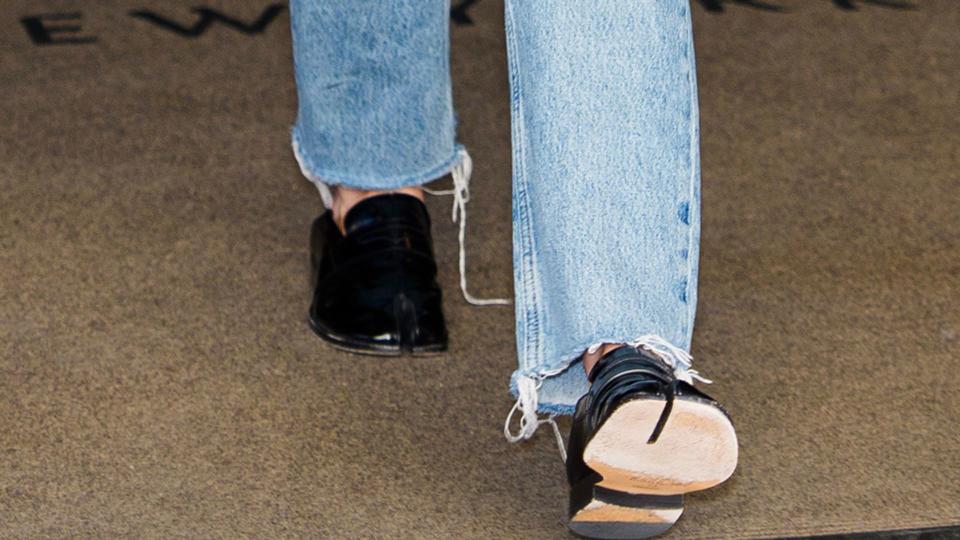 A close-up of Anya Taylor-Joy's Tabi Loafers