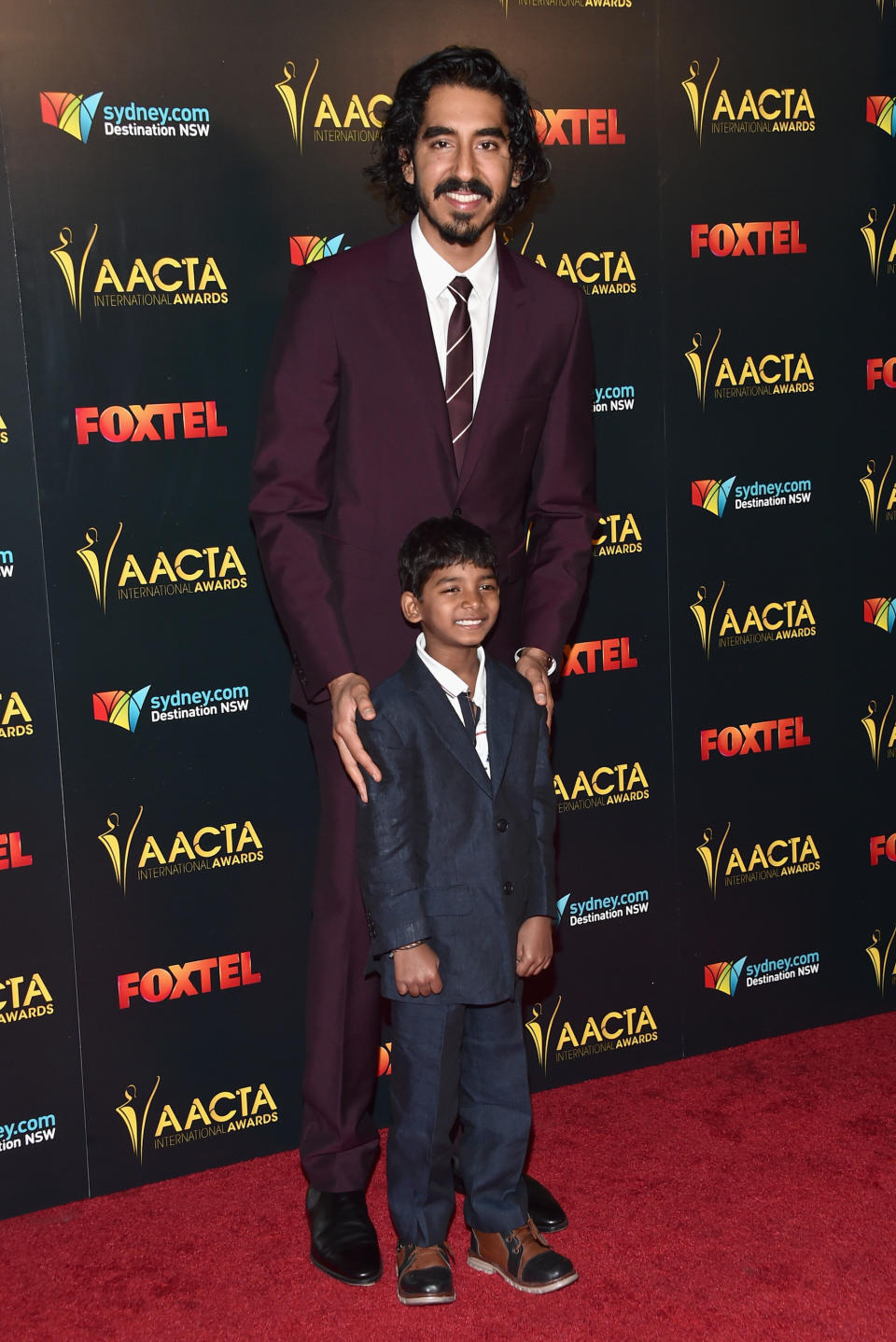 Patel and Sunny Pawar at the 6th AACTA International Awards at Avalon Hollywood on Jan. 6, 2017, in Los Angeles.