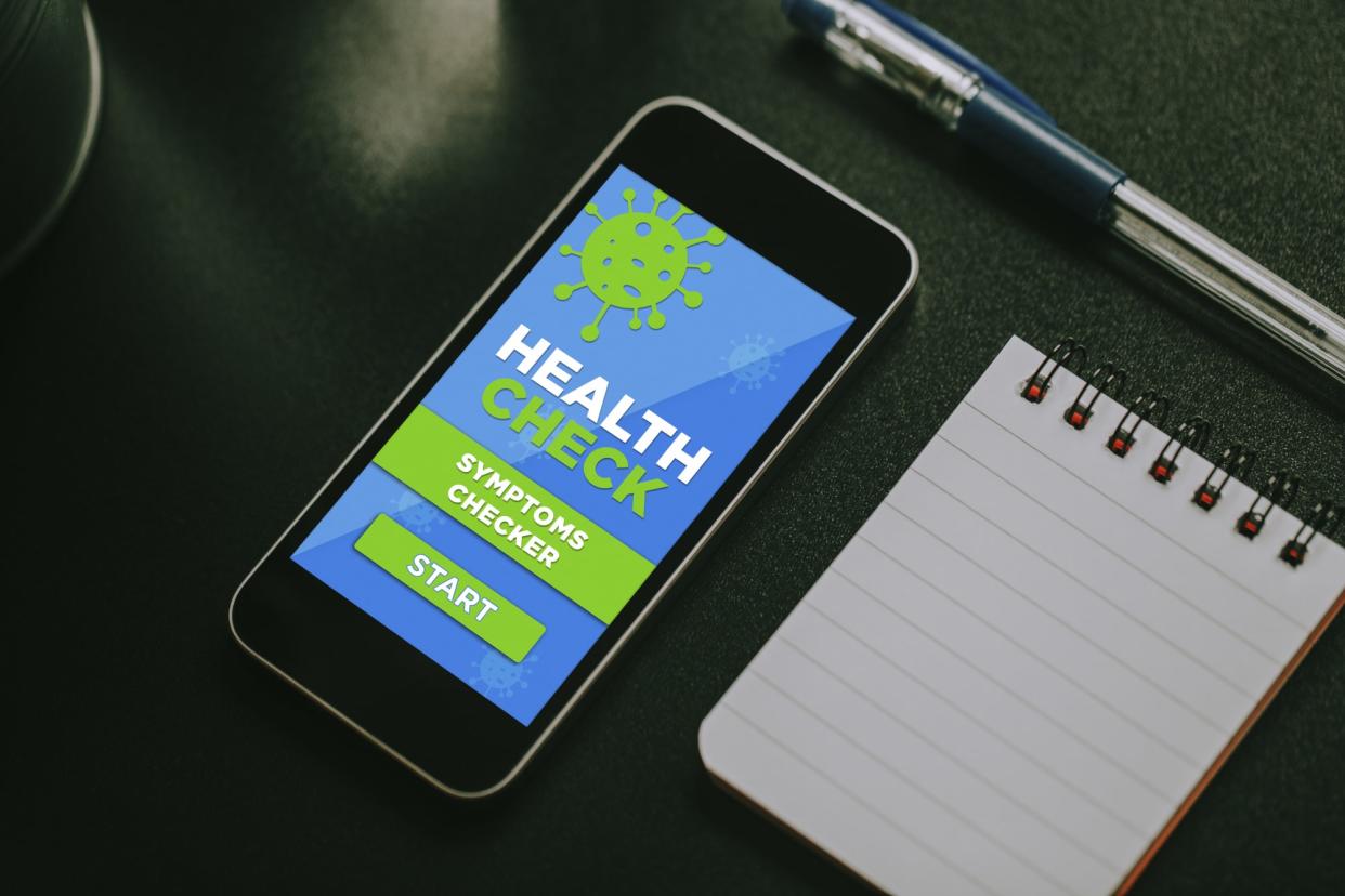 Mobile phone with health check app in the screen
