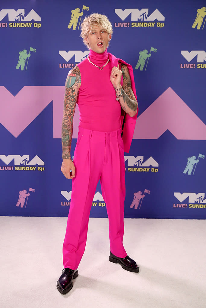 Machine Gun Kelly attends the 2020 MTV Video Music Awards, broadcast on Sunday, August 30th 2020. - Credit: Courtesy of MTV/Photo by Rich Fury/MTV VMAs 2020/Getty Images for MTV