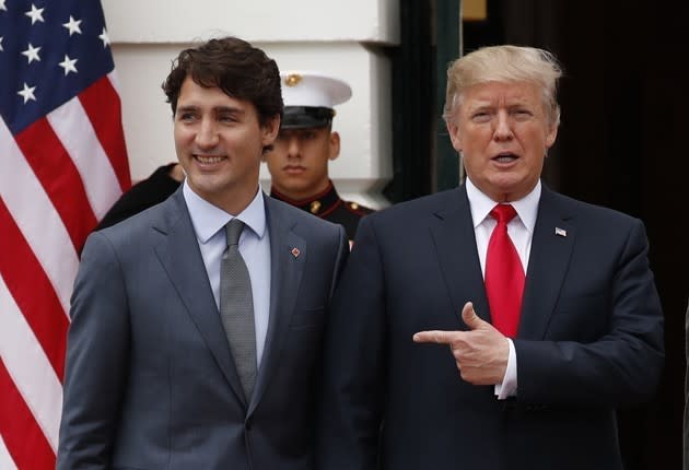 President Trump welcomes Canadian Prime Minister Justin Trudeau at the White House. Jonathan Ernst / Reuters