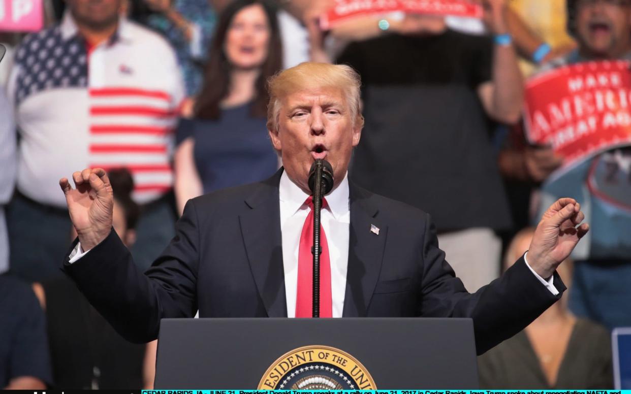 President Donald Trump at a rally in Iowa on Wednesday night - Getty Images North America