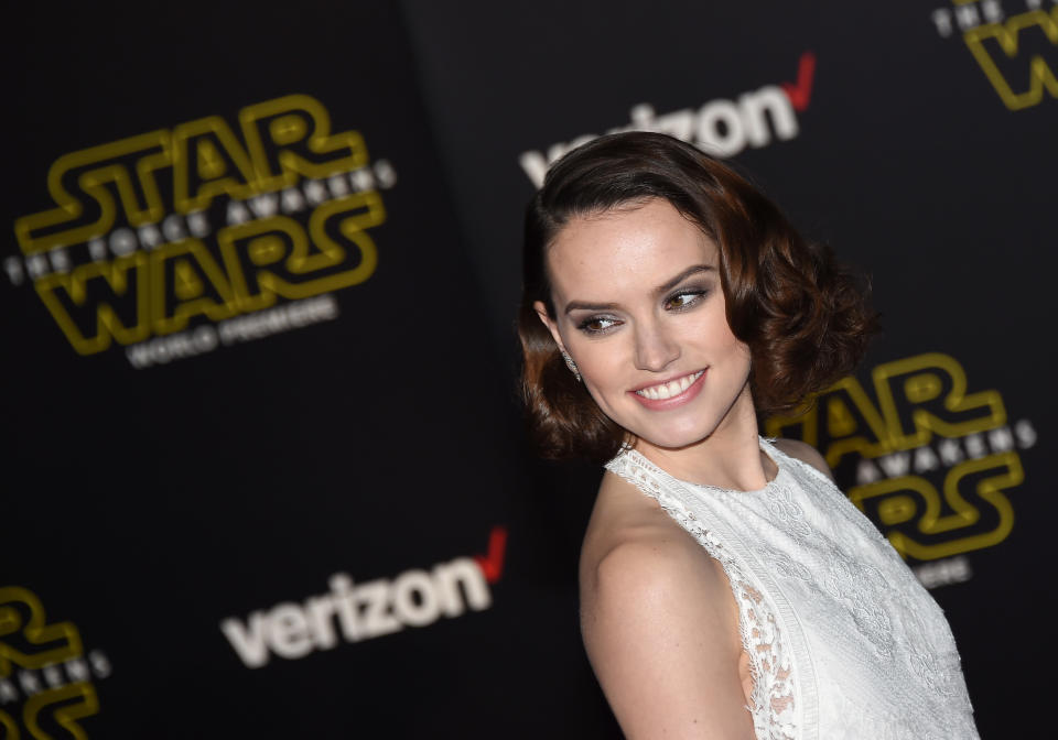 HOLLYWOOD, CA - DECEMBER 14:  Actress Daisy Ridley attends the premiere of Walt Disney Pictures and Lucasfilm's "Star Wars: The Force Awakens" at the Dolby Theatre on December 14, 2015 in Hollywood, California.  (Photo by Ethan Miller/Getty Images)