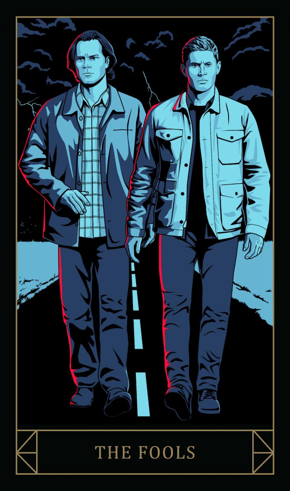 Sam and Dean Winchester on the Supernatural Fools tarot card