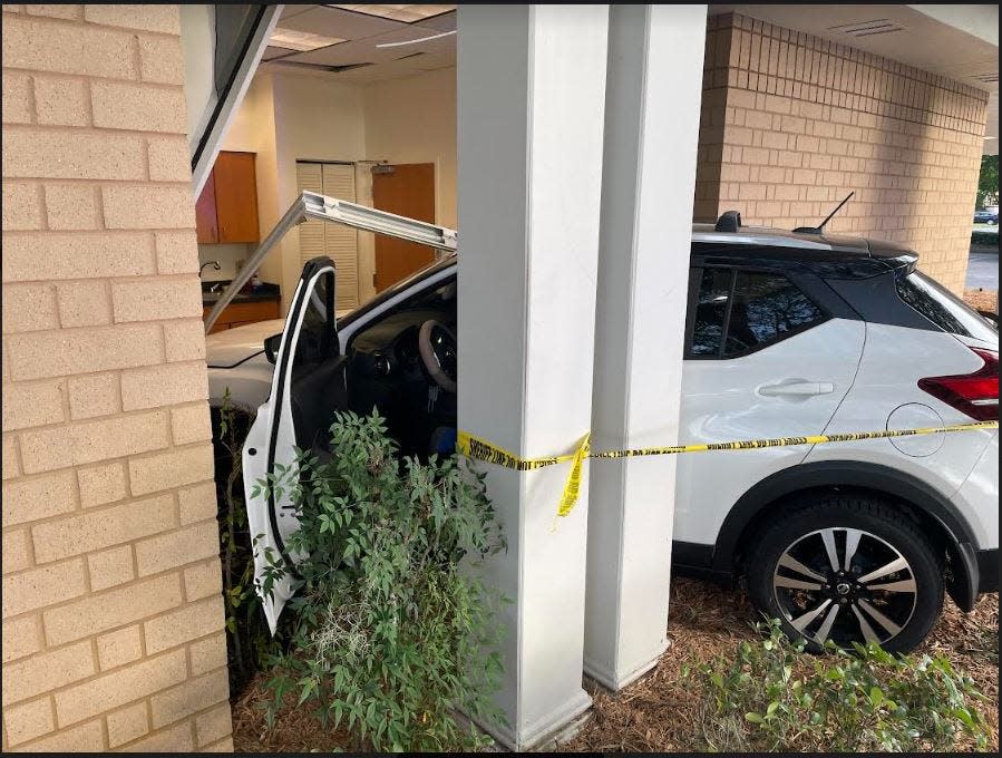 Nissan Kicks crashed into a bank in Summerfield on Friday afternoon.