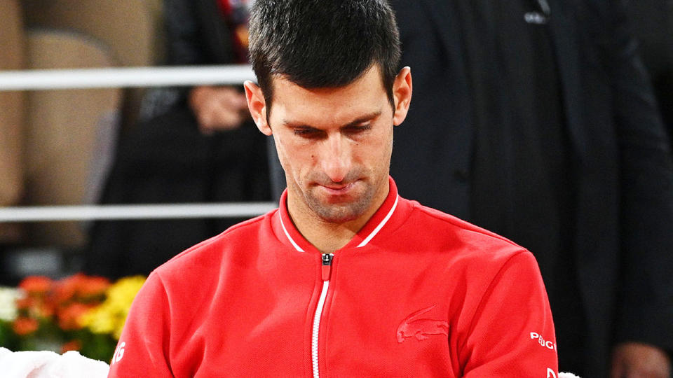 Novak Djokovic, pictured here after losing the French Open final to Rafael Nadal.