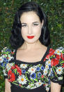 Celebrities wearing red lipstick: Dita Von Teese smouldered at the <a href="http://uk.lifestyle.yahoo.com/photos/vogue-and-mac-cosmetics-party-best-dressed-list-slideshow/" data-ylk="slk:Vogue / MAC party;elm:context_link;itc:0;sec:content-canvas;outcm:mb_qualified_link;_E:mb_qualified_link;ct:story;" class="link  yahoo-link">Vogue / MAC party</a>.<br><br>[Rex]