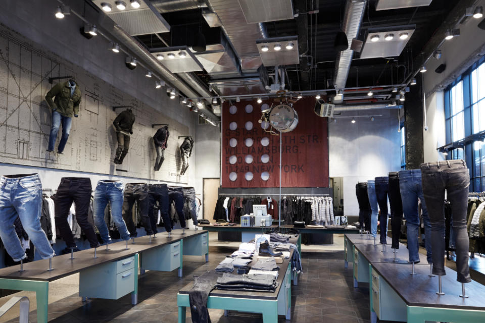 Inside the G-Star store in the Williamsburg section of Brooklyn, New York. Credit: WHP Global