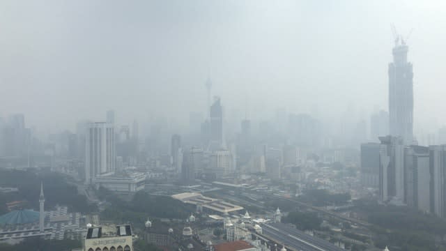 Kuala Lumpur in Malaysia is shrouded with haze