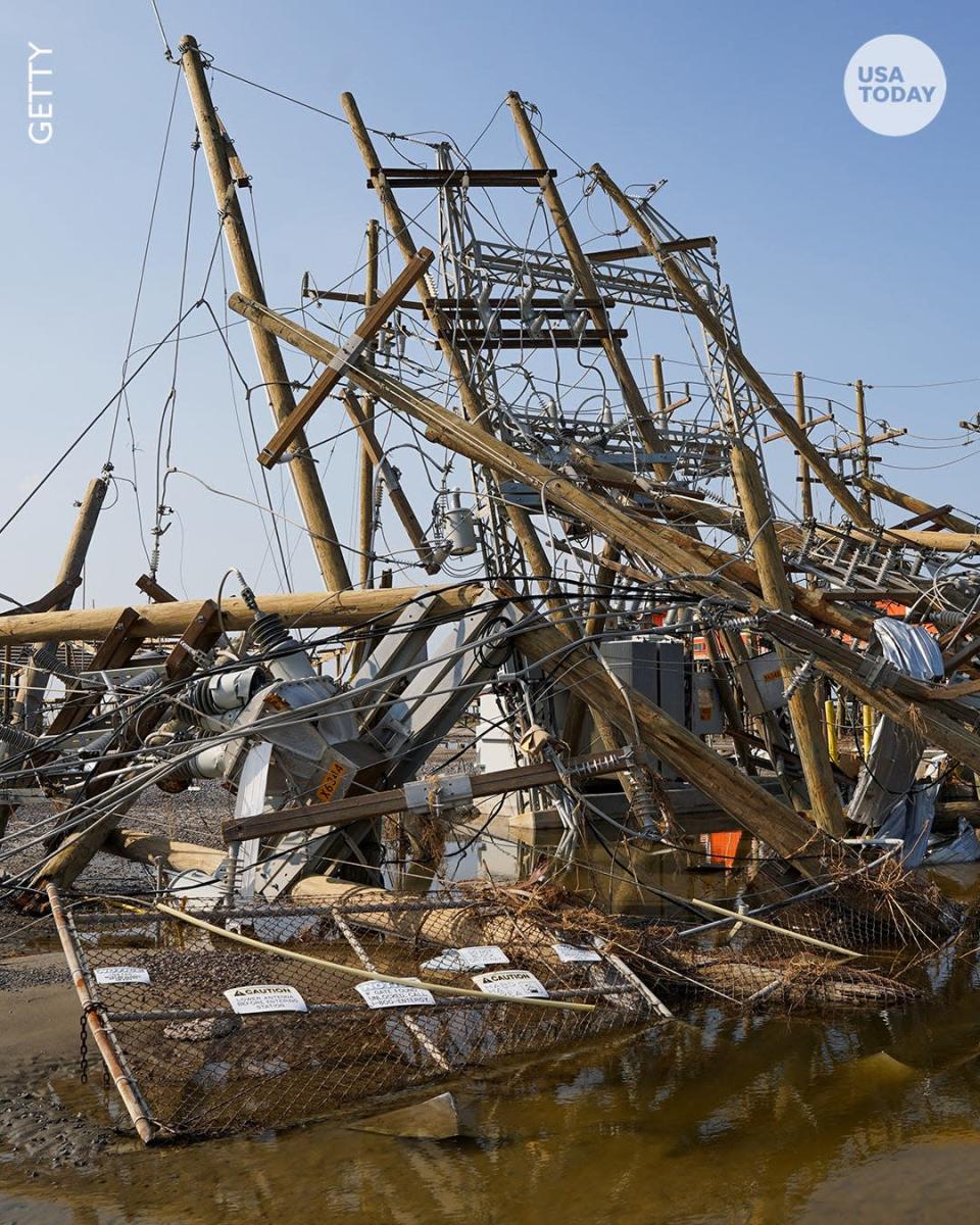 Hurricane Ida battered an electrical substation in September 2021 in Grand Isle, La.