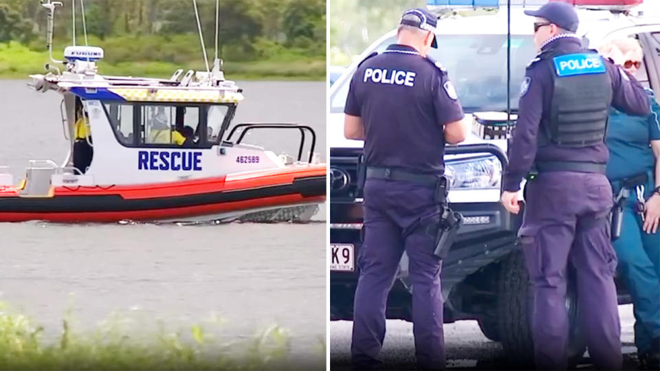 Police at Kinchant Dam near Mackay.