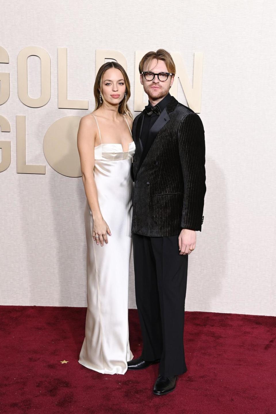 PHOTO: Claudia Sulewski and Finneas attend the 81st Annual Golden Globe Awards at The Beverly Hilton, Jan. 7, 2024, in Beverly Hills, California. (Jon Kopaloff/WireImage,)
