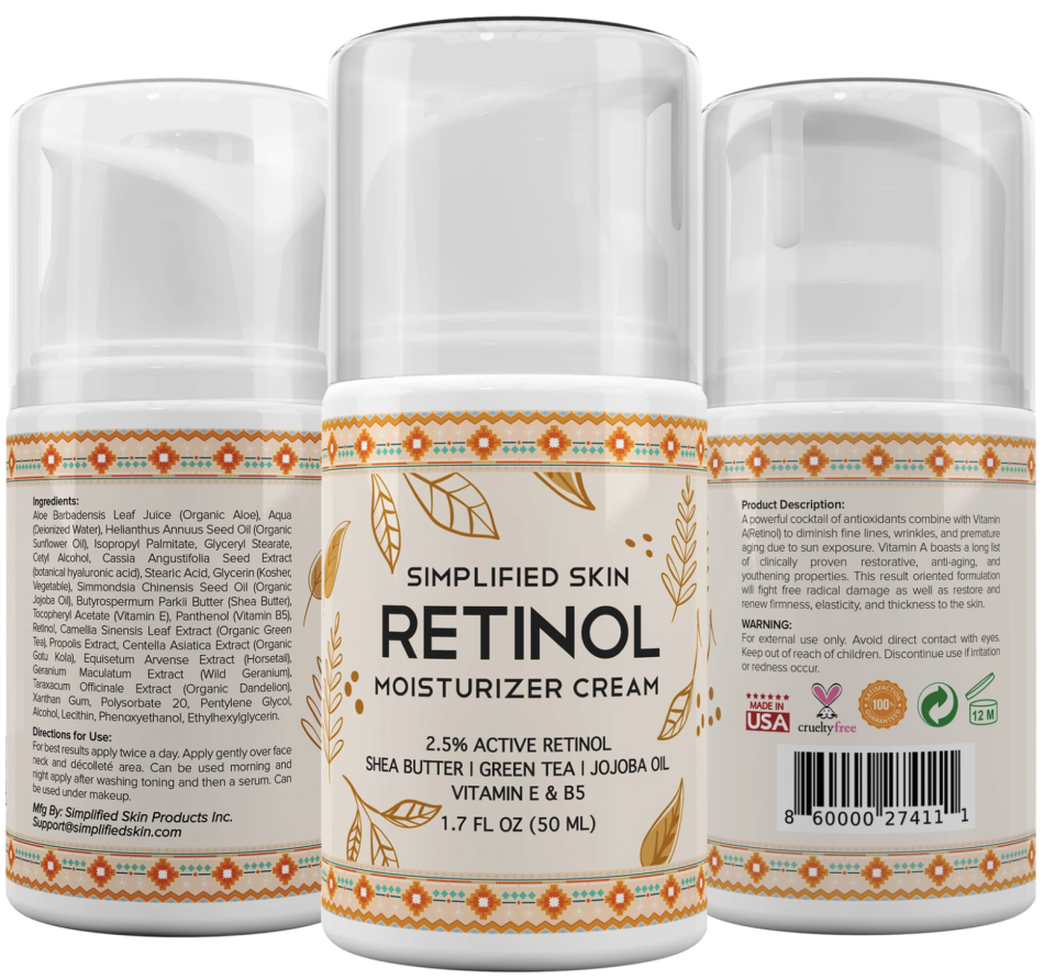 La crema con retinol de Simplified Skin. Foto: Simplified Skin