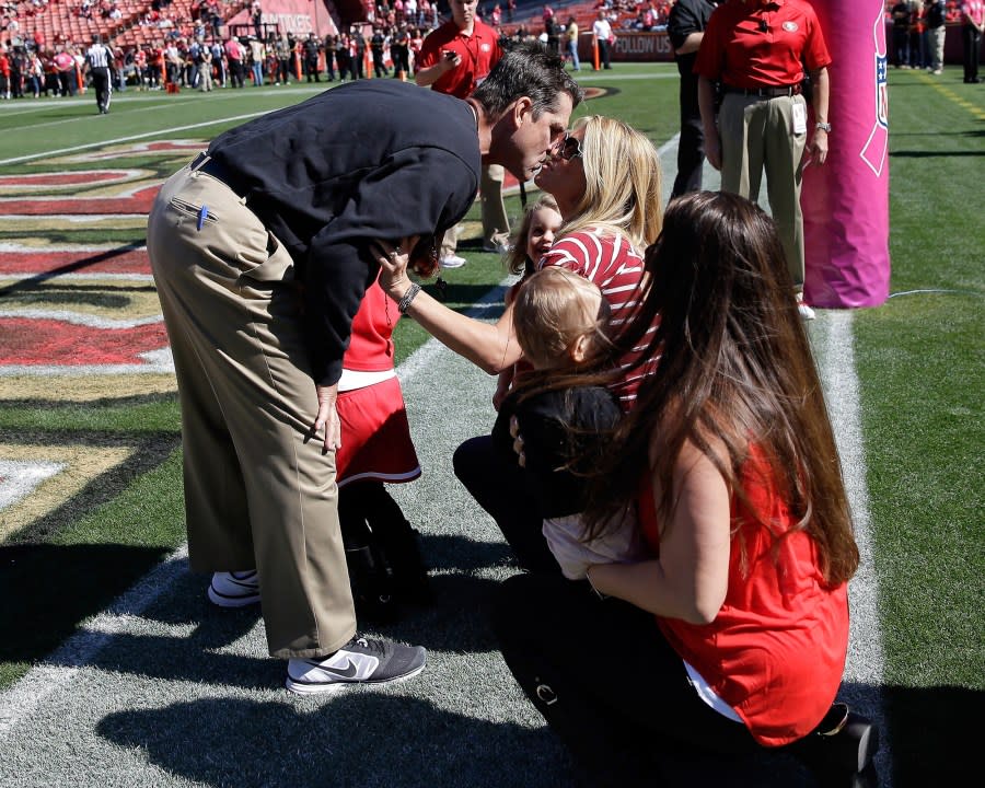 Los Angeles Chargers Coach Jim Harbaugh and Wife Sarah Feuerborn Harbaugh's Relationship Timeline 