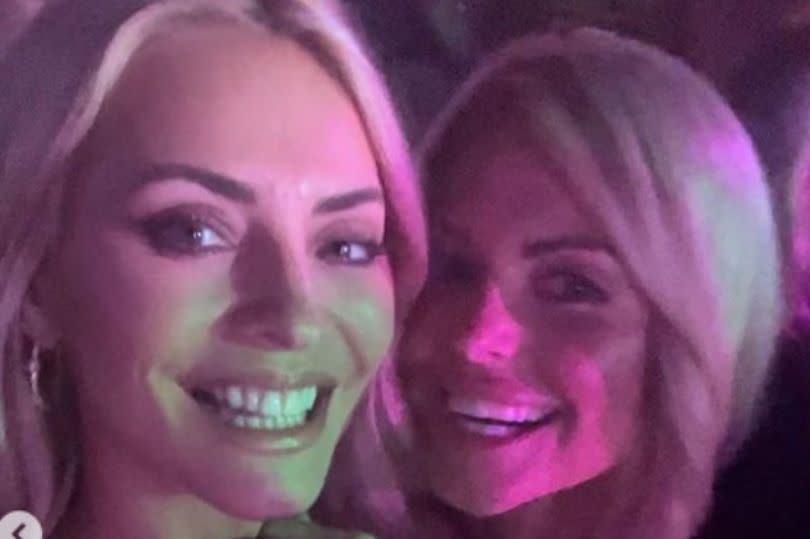 Tess Daly in Ibiza with a friend