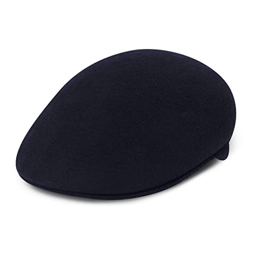 Black Horn Newsboy Premium Crushable Soft Wool Felt Fall Winter Ascot Ivy Style Hat(Navy, S/M)