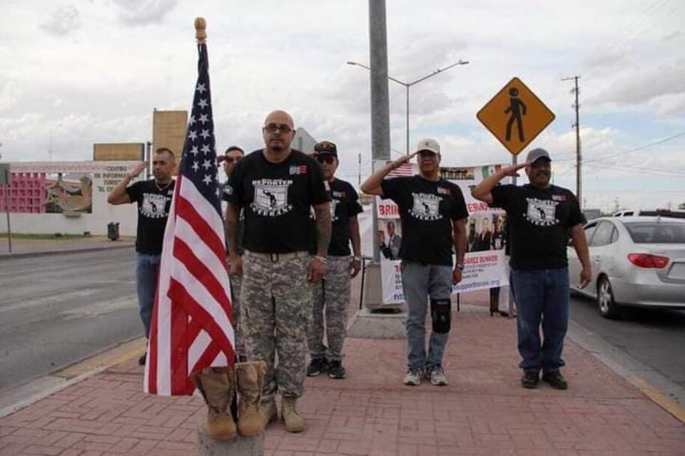 <span class="caption">Ocon and other veterans from the ‘Juarez Bunker’ do a Memorial Day salute, May 29, 2017.</span>