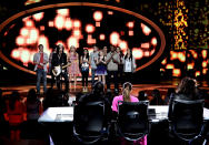 Musician Joe Perry of Aerosmith performs onstage at FOX's 'American Idol' Season 11 Top 10 To 9 Live Elimination Show on March 22, 2012 in Hollywood, California. (Photo by FOX via Getty Images)