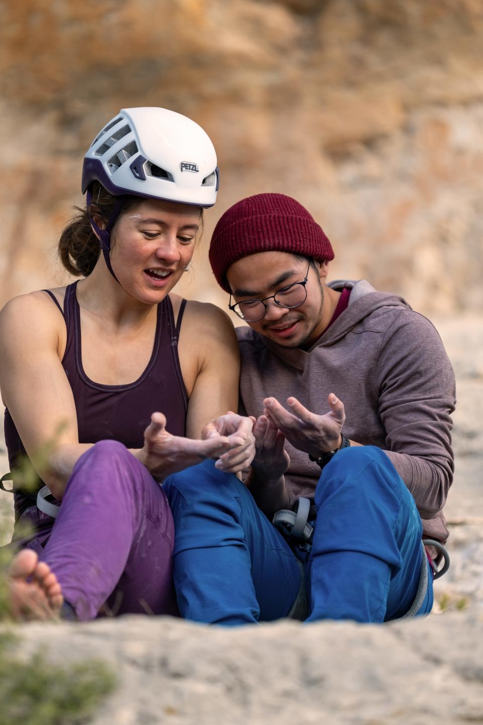 Tiffany Soithongsuk (left) and Cat Runner are contestants  on "The Climb," a new HBO elimination style show centered around rock-climbing.