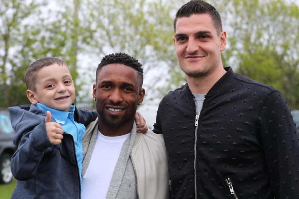 Best buddies: Bradley with Jermain Defoe and Vito Mannone (PA)