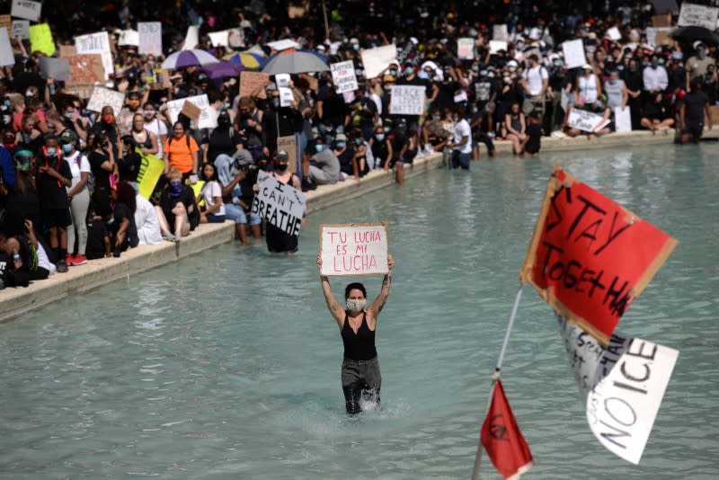 Protesters gather against the death in Minneapolis police custody of George Floyd, in Houston