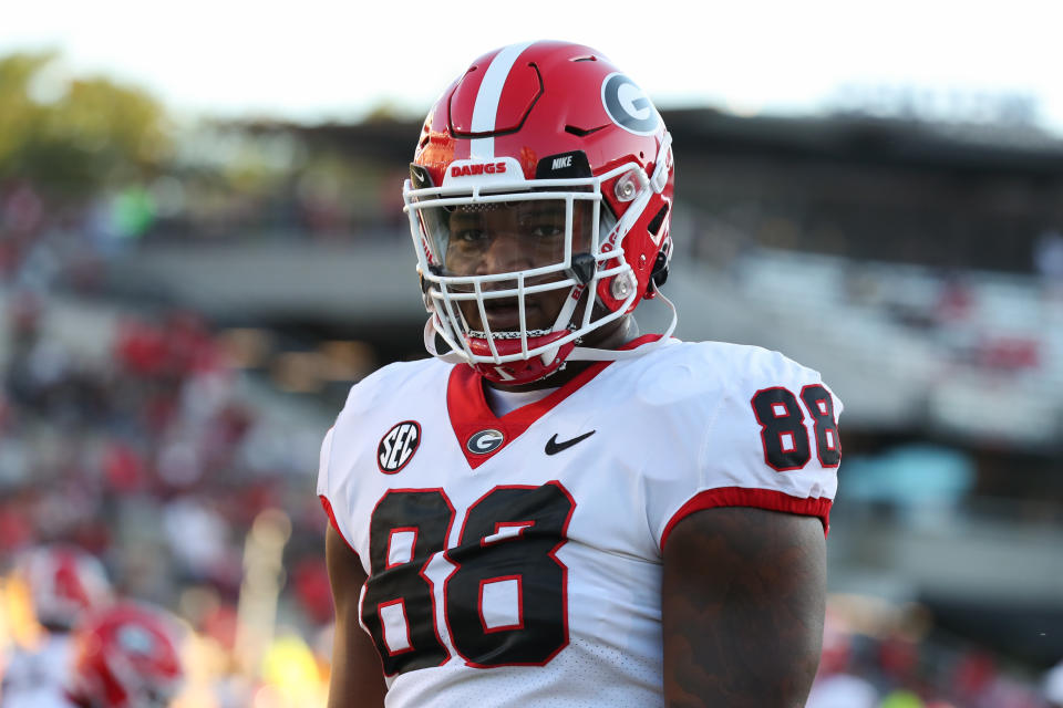 Former Georgia All-American Jalen Carter is facing an arrest warrant for two misdemeanor charges related to a car crash that killed two people in January. (Photo by Scott Winters/Icon Sportswire via Getty Images)