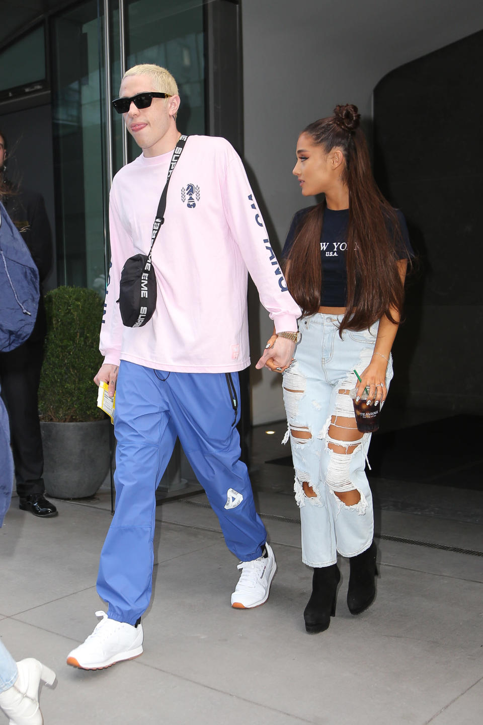 Pete Davidson and Ariana Grande seen coming out from their apartment in NYC on July 11, 2018. - Credit: MEGA