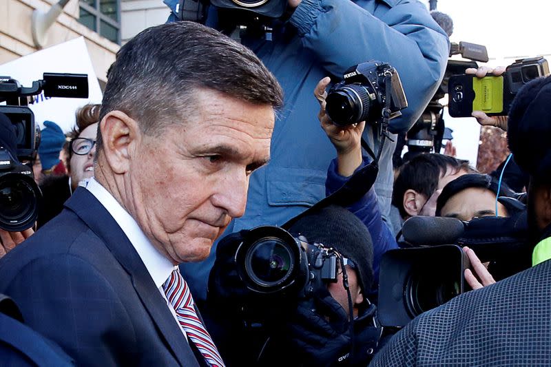 FILE PHOTO: Former U.S. national security adviser Flynn departs after sentencing hearing at U.S. District Court in Washington