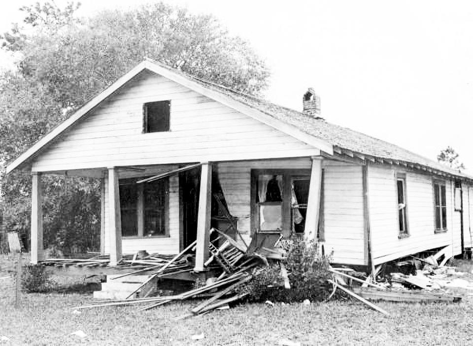 Harry and Harriet Moore's home after the 1951 bomb blast.