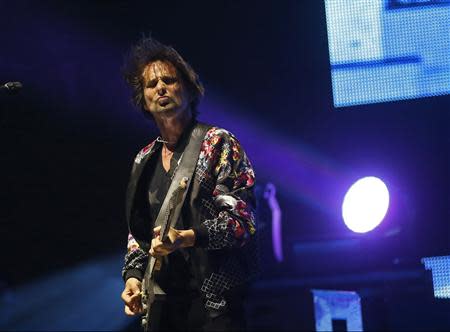 Lead vocalist Matthew Bellamy of Muse performs at the Coachella Valley Music and Arts Festival in Indio