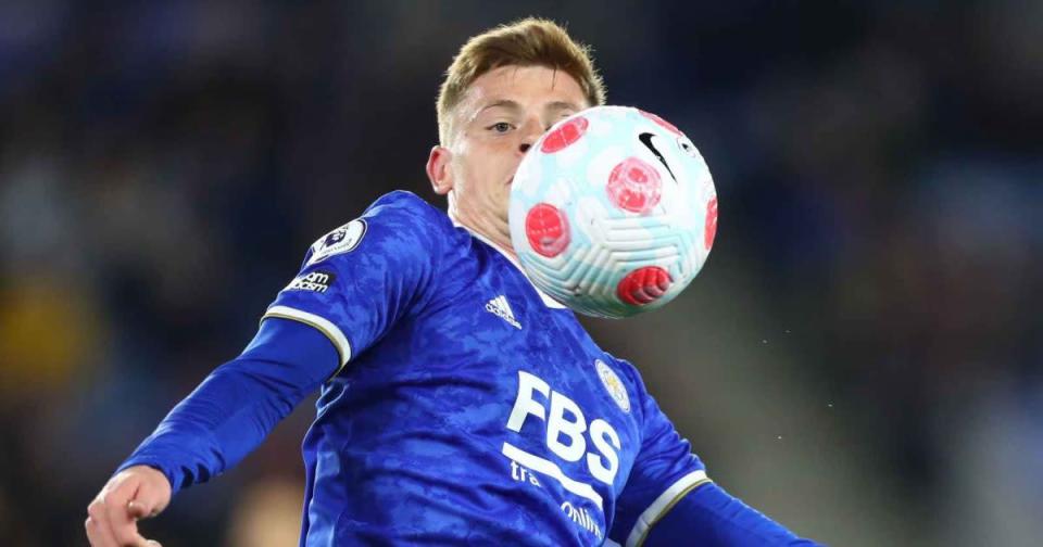 Harvey Barnes trying to control the ball for Leicester City Credit: PA Images