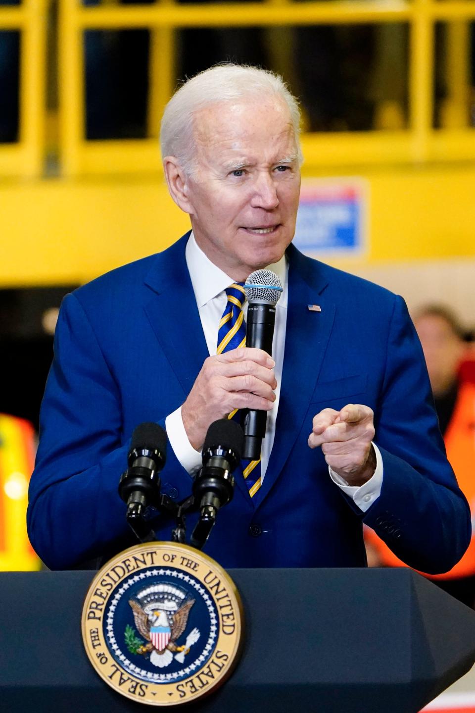 President Joe Biden speaks at the construction site of the Hudson Tunnel Project on Tuesday, Jan. 31, 2023, in New York.