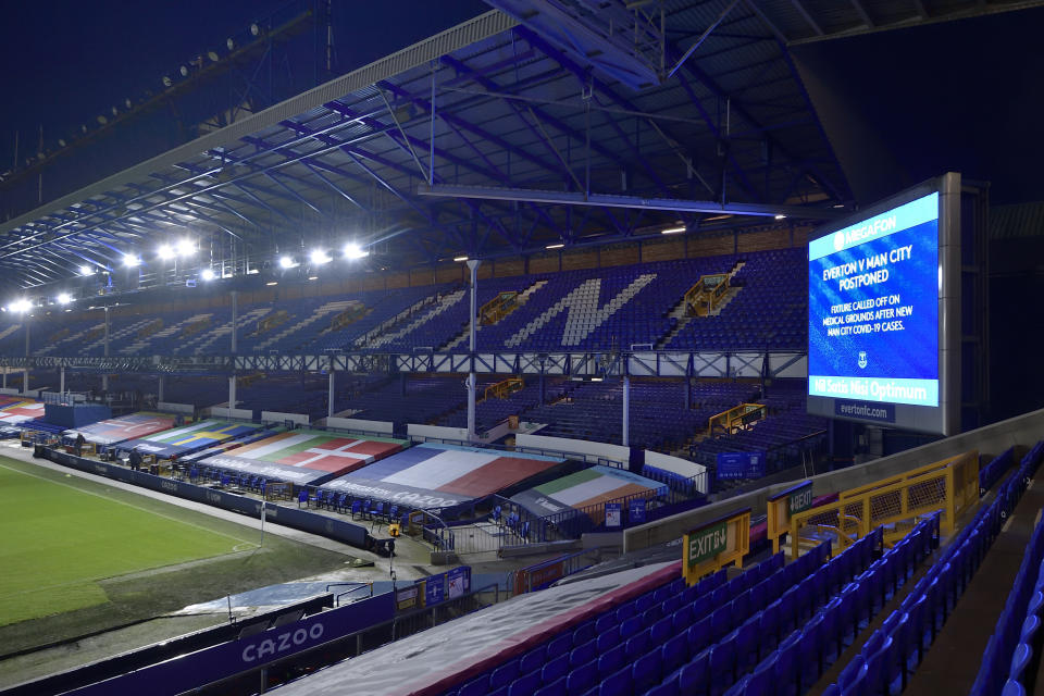 Premier League games are being postponed due to COVID-19 outbreaks, but the league and soccer as a whole refuse to stop. (Photo by Tony McArdle/Everton FC via Getty Images)