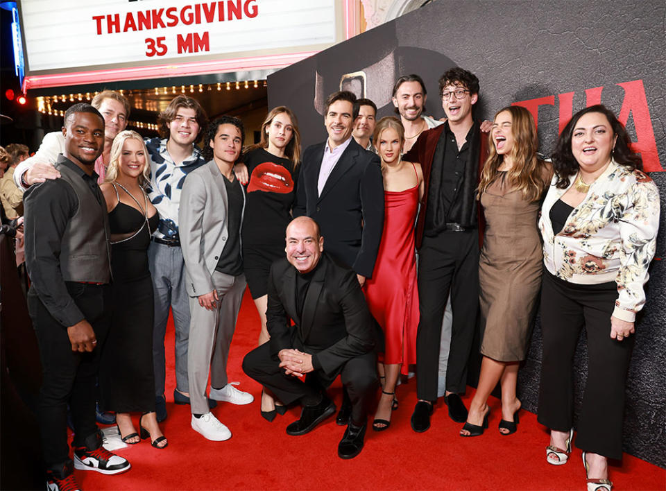 Gabriel Davenport, Jeff Rendell, Shailyn Griffin, Tomaso Sanelli, Jalen Thomas Brooks, Nell Verlaque, Rick Hoffman, Eli Roth, Mika Amonsen, Jenna Warren, Joe Delfin, Milo Manheim, Addison Rae and Amanda Barker attend Tristar Pictures' Thanksgiving LA Fan Screening at Vista Theatre on November 14, 2023 in Los Angeles, California.