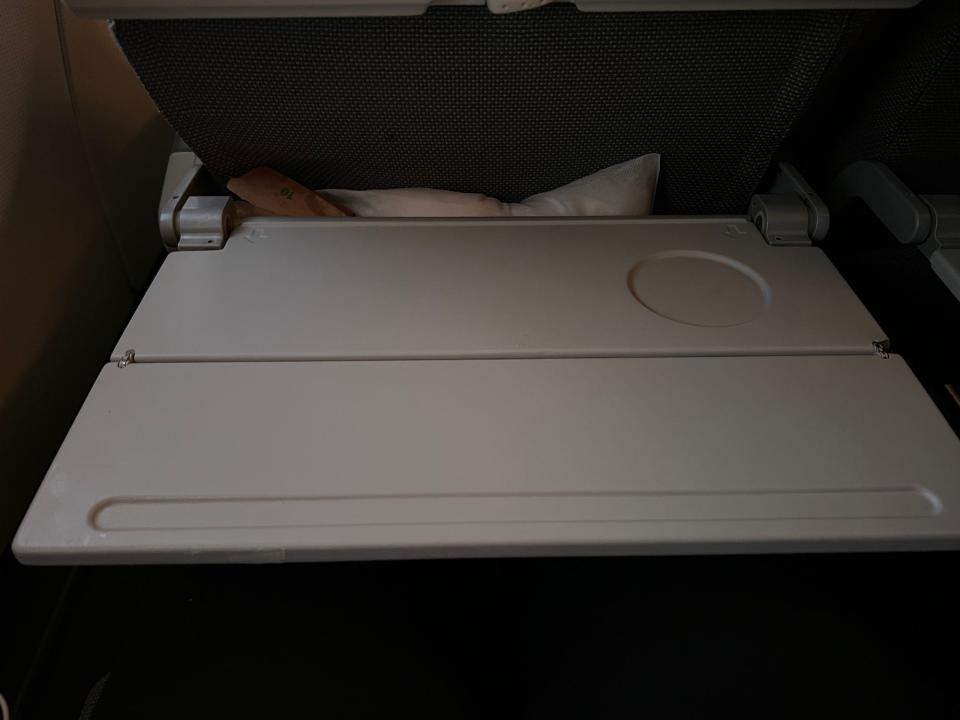 The tray table folded all the way out.