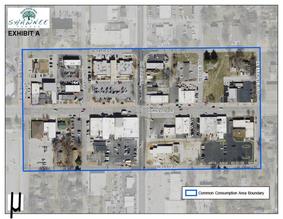 In an effort to create a more lively downtown, Shawnee has designated this area as a place where licensed liquor establishments can more easily allow liquor to be consumed outdoors.