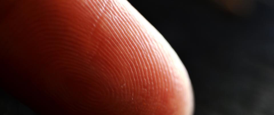 A picture of a finger. Jeremy Lee, who was working at Superior Wood sawmill in the Gympie region, was fired for refusing to use fingerprint scanners at work.