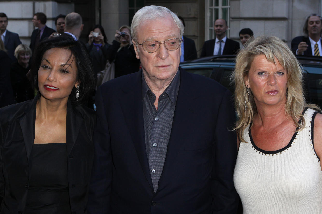 LONDON - APRIL 29: Michael Caine and wife Shakira Caine with daughter Dominique arrives at the London film Premiere of 'Is Anybody There? at Curzon Mayfair, 38 Curzon Street, London W1, on April 29, 2009 in London. (Photo by Fred Duval/FilmMagic)