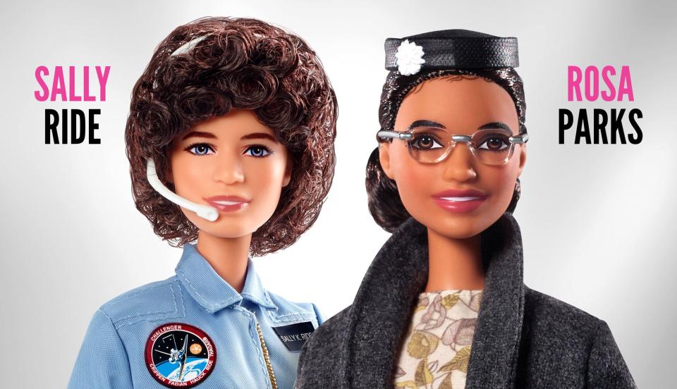 Barbie introduced two new dolls to their Inspiring Women series on Monday: Sally Ride and Rosa Parks. (Photo: Barbie)