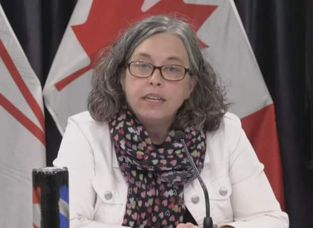 Dr. Janice Fitzgerald, Newfoundland and Labrador's chief medical officer of health, said some lingering COVID-19 restrictions will remain in place until 80 per cent of the eligible population is fully vaccinated. (Government of Newfoundland and Labrador - image credit)