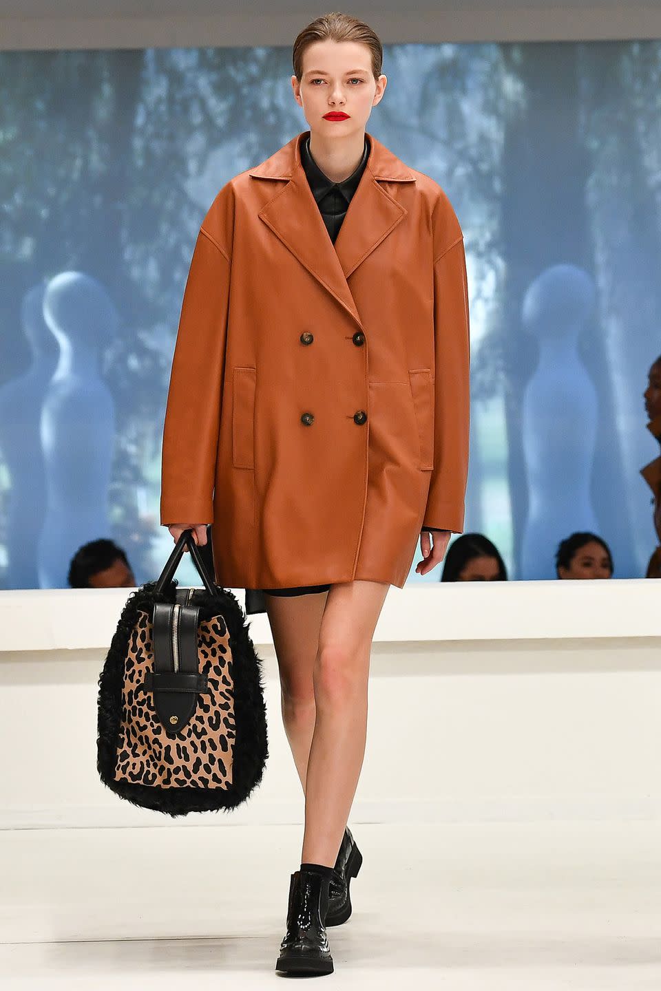 <p>Get ready for leather weather. Fall 2019 is shaping up to be one big <em>Matrix</em> reboot, except instead of your go-to black, think colorful leathers done in cognac, burgundy, and moss green. Tod's did it best with a series of buttery leather pieces from oversized jackets to skirt sets and pants. Leopard served as a palette cleanser in-between a range of fall color palettes, all challenging you to go beyond your worn-in black leather moto jacket. <em>-Lauren Alexis Fisher</em><br><br></p>